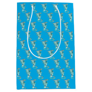 Sac Cadeau Moyen Dragon Bleu Céleste Fantastique Créature Mythique