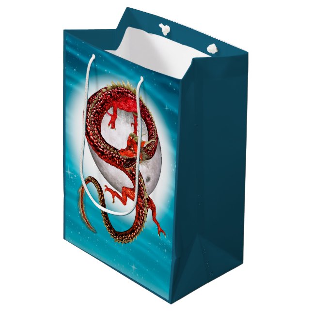 Sac Cadeau Moyen Dragon de l'Est - Mythique Créature Imaginaire (Devant Angle)