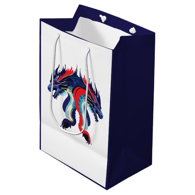 Sac Cadeau Moyen Dragon Imaginaire Art Dragon (Devant Angle)