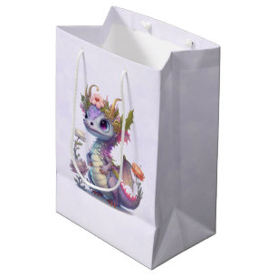 Sac Cadeau Moyen Dragon violet à couronne élégante