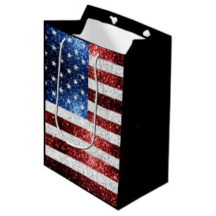 Sac Cadeau Moyen drapeau américain rouge blanc brillant parties sci