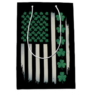 Sac Cadeau Moyen Drapeau américain Shamrocks St Patricks Day Americ