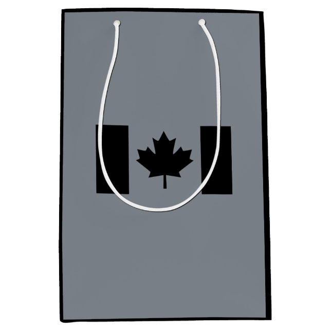Sac Cadeau Moyen Drapeau canadien en noir (Devant)