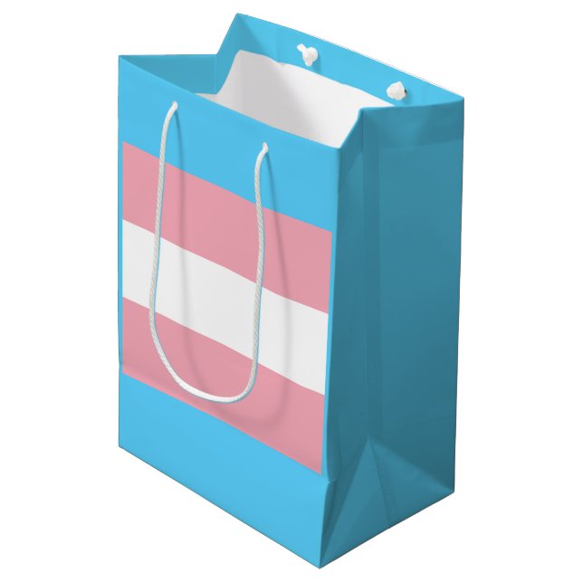 Sac Cadeau Moyen Drapeau de la fierté transgenre (Devant Angle)