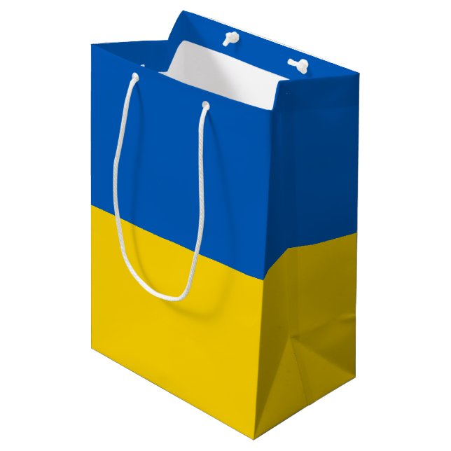 Sac Cadeau Moyen Drapeau de l'Ukraine (Devant Angle)