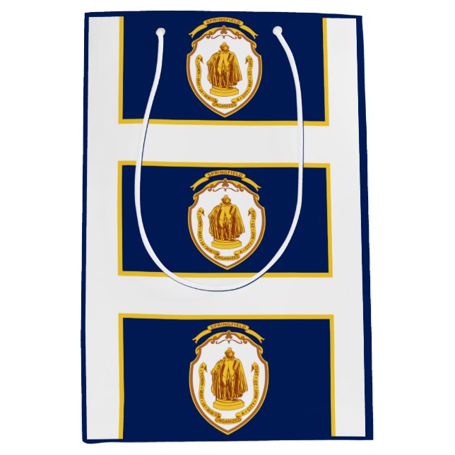Sac Cadeau Moyen Drapeau de Springfield, Massachusetts (Devant)