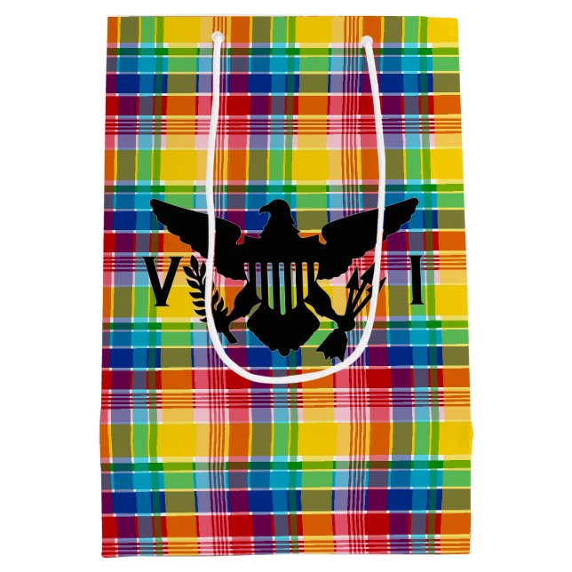 Sac Cadeau Moyen Drapeau des îles Vierges américaines (Noir), Madra (Dos)