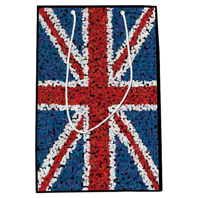 Sac Cadeau Moyen Drapeau d'Union Jack de style de mosaïque (Devant)