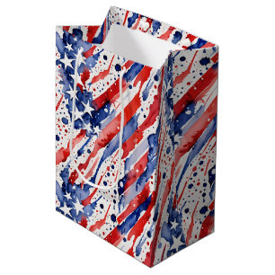 Sac Cadeau Moyen Drapeau patriotique américain Abstrait Paint Splas
