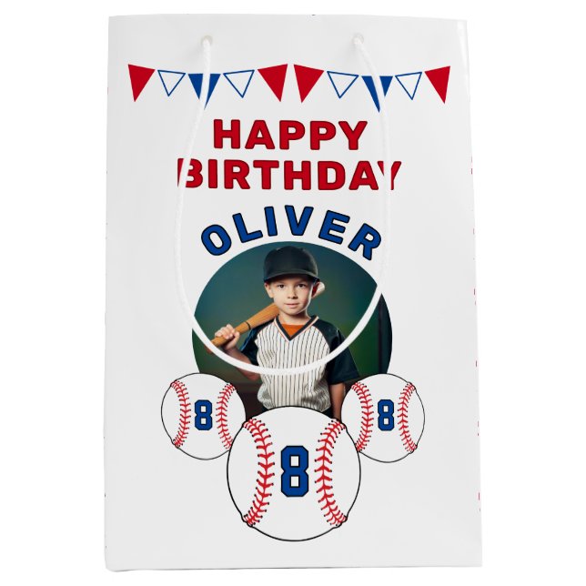 Sac Cadeau Moyen Drapeaux de baseball Ball Bunting Anniversaire de  (Devant)