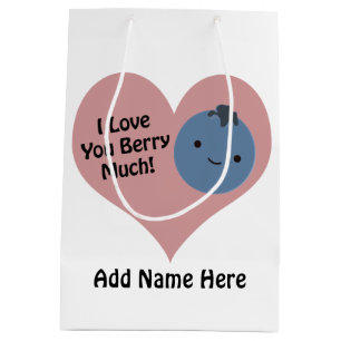 Sac Cadeau Moyen Drôle Je T'Aime Berry Beaucoup mignon Kawaii Blueb