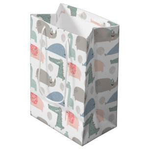 Sac Cadeau Moyen Drôle Visage mignon Doodle Motif animal