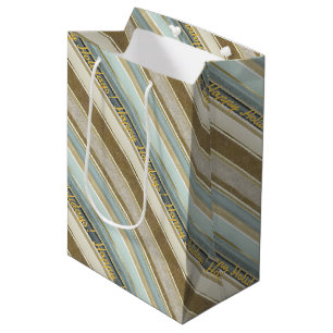Sac Cadeau Moyen Earth Tones Gold Christmas Motif#28 ID1009