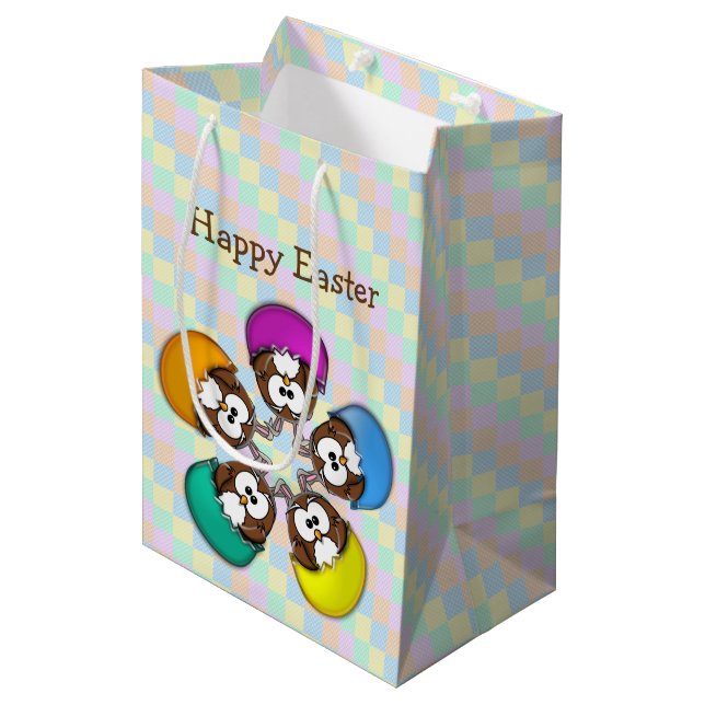 Sac Cadeau Moyen Easter owl - rainbow (Devant Angle)