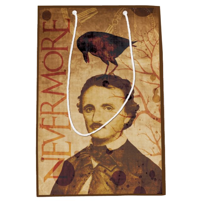 Sac Cadeau Moyen Edgar Allan Poe Quoth Raven plus jamais (Devant)