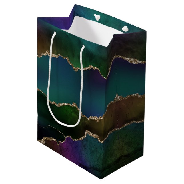 Sac Cadeau Moyen Edgy Agate | Sombre Moody Jewel Tone Mystic Turquo (Devant Angle)