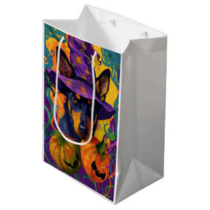 Sac Cadeau Moyen Éffrayant australien Kelpie Citrouille Halloween