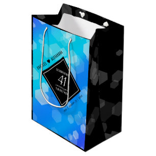 Sac Cadeau Moyen Élégant 41ème anniversaire Mariage de Topaz Bleu