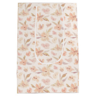 Sac Cadeau Moyen Élégant aquarelle fleurs douces