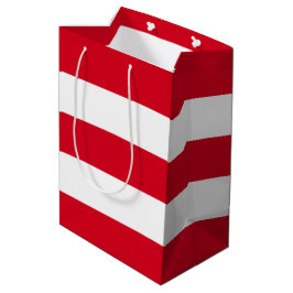 Sac Cadeau Moyen Élégant blanc rouge simple rayures