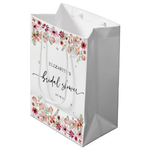 Sac Cadeau Moyen Élégant Brunch de Mariage Fleurs des Champs
