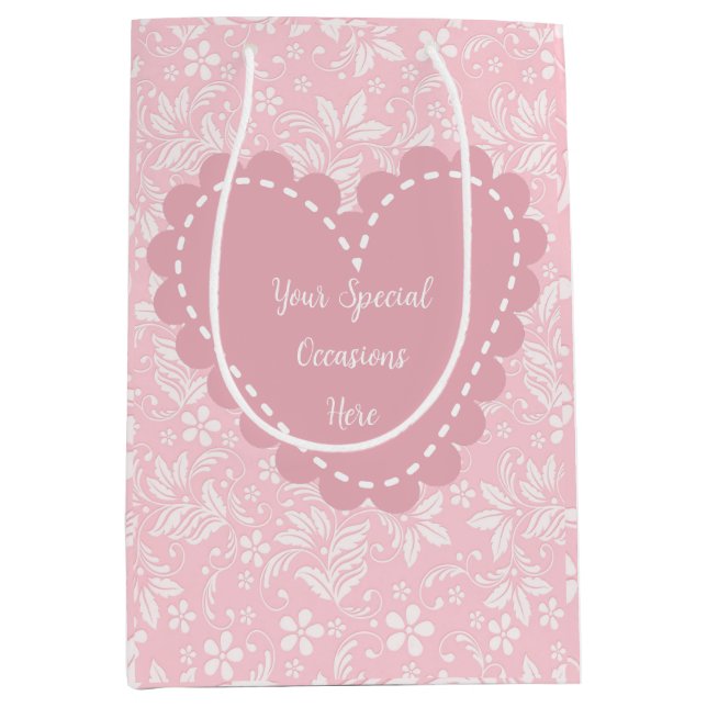 Sac Cadeau Moyen Elégant cadre de coeur floral : pour chaque occasi (Devant)