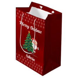 Sac Cadeau Moyen Elegant Chic Cute Modern Festive Red Green