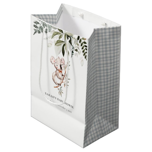 Sac Cadeau Moyen Elégant Cute Cudely Koala Foliage Baby shower (Devant Angle)
