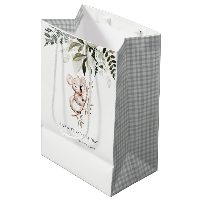 Sac Cadeau Moyen Élégant Cute Cudly Koala Foliage N'Importe Quel Âg (Devant Angle)