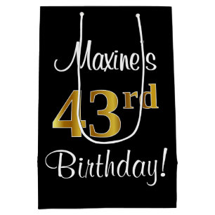 Sac Cadeau Moyen Élégant, Luxueux, Aspect Faux Or pour 43e Annivers