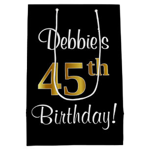 Sac Cadeau Moyen Elégant, Luxueux, Faux Gold Look 45e anniversaire