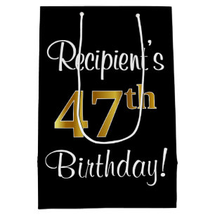 Sac Cadeau Moyen Elégant, Luxueux, Faux Gold Look 47e anniversaire