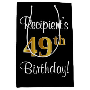 Sac Cadeau Moyen Elégant, Luxueux, Faux Gold Look 49e anniversaire