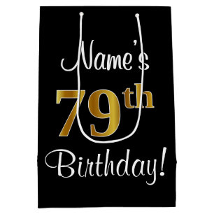 Sac Cadeau Moyen Elégant, Luxueux, Faux Gold Look 79e anniversaire