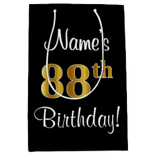 Sac Cadeau Moyen Elégant, Luxueux, Faux Gold Look 88e anniversaire