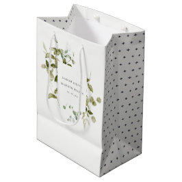 Sac Cadeau Moyen Élégant Mariage d'aquarelle de feuillage botanique