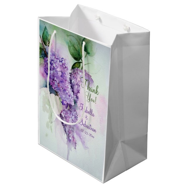 Sac Cadeau Moyen Élégant Mariage Lilac Flowers (Dos Angle)