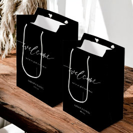 Sac Cadeau Moyen Elégant Mariage noir Bienvenue Faveurs