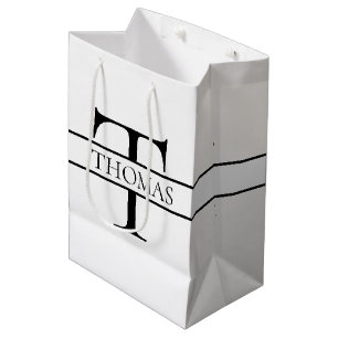 Sac Cadeau Moyen Élégant Monogramme Personnalisé Nom Personnalisé