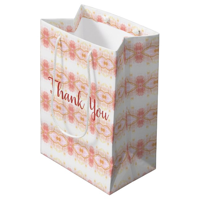 Sac Cadeau Moyen Elégant motif corail rose (Devant Angle)