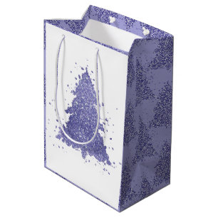 Sac Cadeau Moyen Élégant Motif d'arbre Dusty Mauve Rose Noël