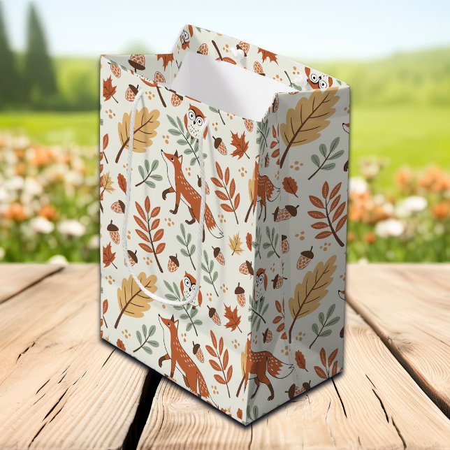 Sac Cadeau Moyen Élégant Motif d'automne scandinave (Créateur téléchargé)