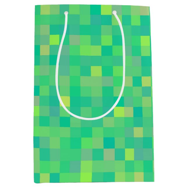 Sac Cadeau Moyen Élégant Motif de Pixel Multicolor Vert tendance (Devant)