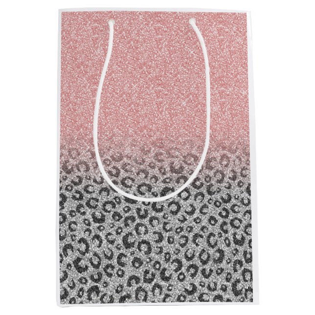 Sac Cadeau Moyen Élégant Rose Gold Parties scintillant Empreinte de (Devant)