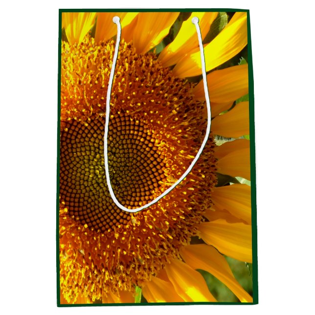 Sac Cadeau Moyen Élégant tournesol jaune fleuri (Devant)