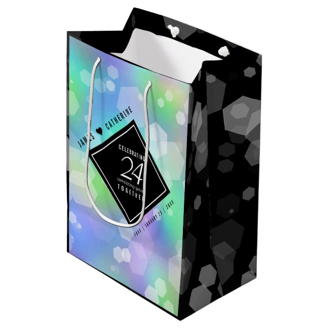 Sac Cadeau Moyen Élégante 24e anniversaire du Mariage Opal (Devant Angle)