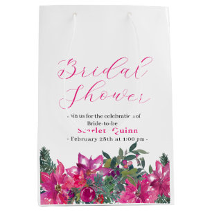 Sac Cadeau Moyen Elégante aquarelle rose poussiéreuse Bouquet de ma