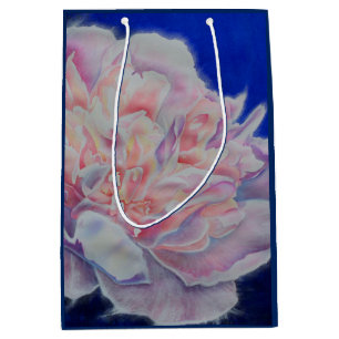 Sac Cadeau Moyen Elégante couleur rose blanc pastel aquarelle flora