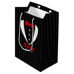 Sac Cadeau Moyen Élégante Cravate rouge Tuxedo blanc Typographie