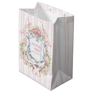 Sac Cadeau Moyen Élégante crête florale   Future Mme